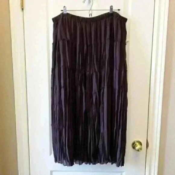 Vintage Maxi  Skirt Blouse 2PC Set Plisse Pleated Purple Metallic 22/24W NEW - Picture 5 of 16